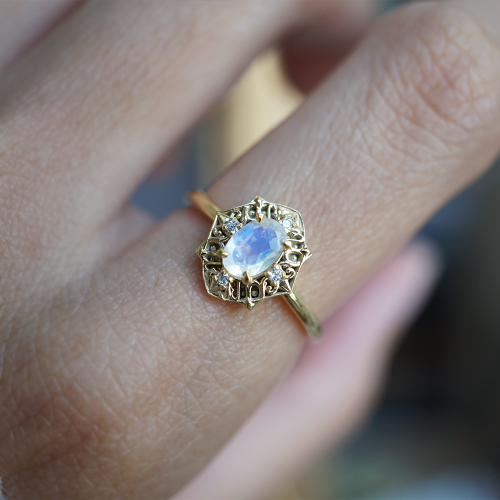 Moonstone Regalia Ring in 14K and 18K Gold