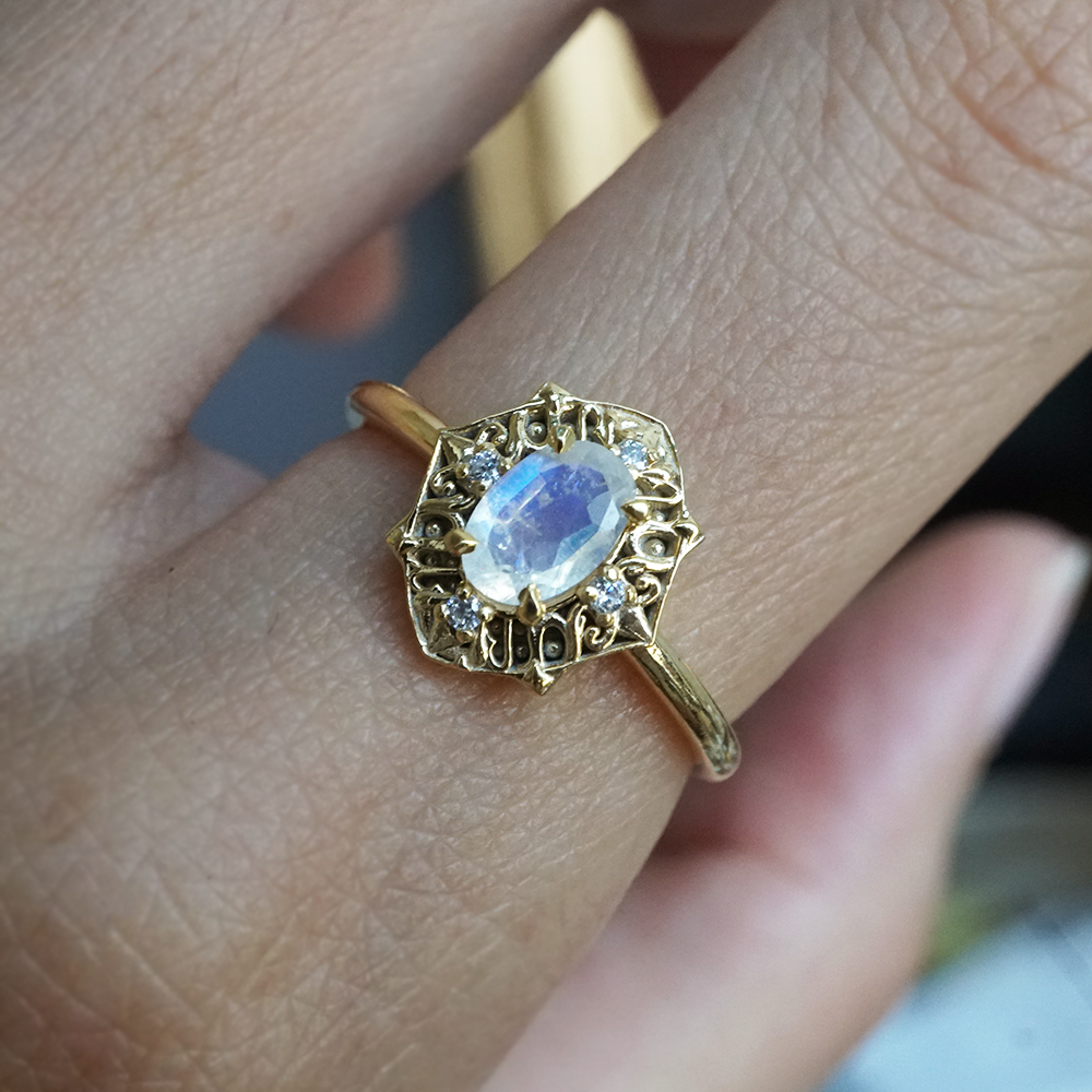 Moonstone Regalia Ring in 14K and 18K Gold