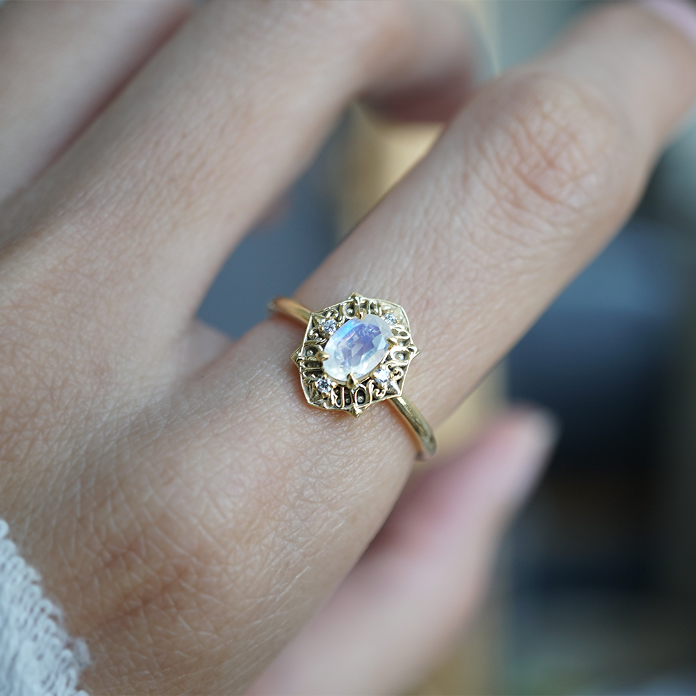 Moonstone Regalia Ring in 14K and 18K Gold