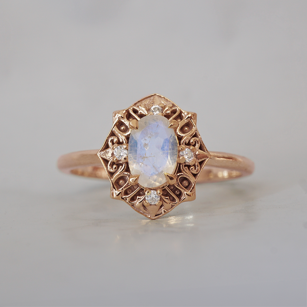 Moonstone Regalia Ring in 14K and 18K Gold