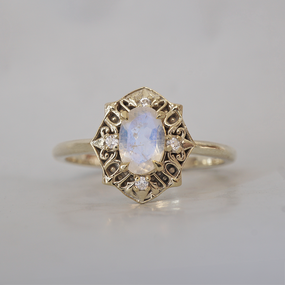 Moonstone Regalia Ring in 14K and 18K Gold