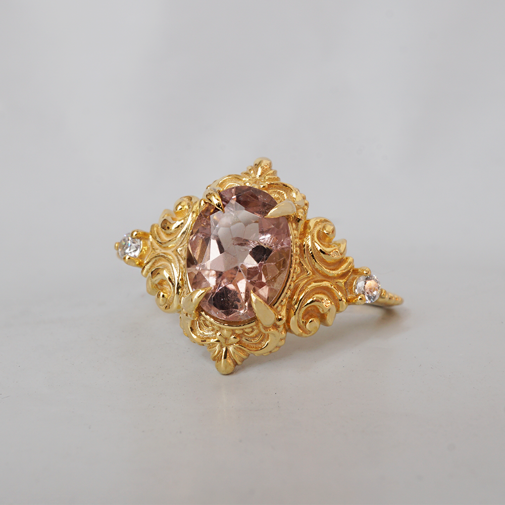 Morganite Ambrosia Ring in 14K and 18K Gold