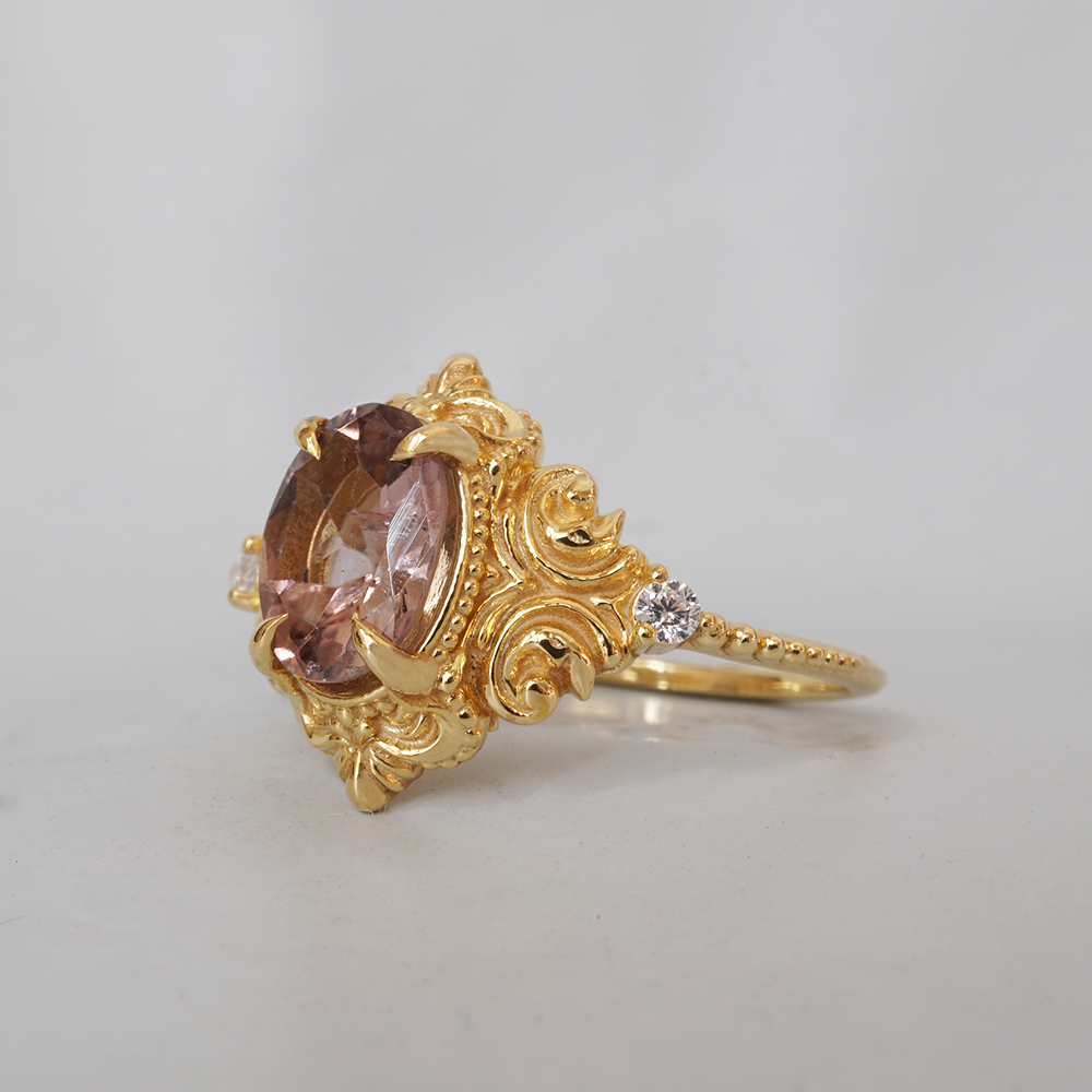 Morganite Ambrosia Ring in 14K and 18K Gold