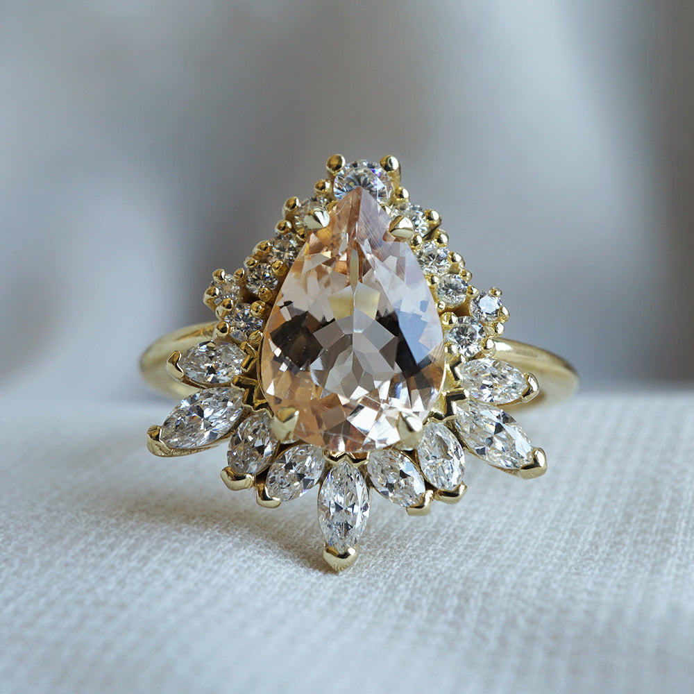 Morganite Opulence Diamond Ring in 14K and 18K Gold