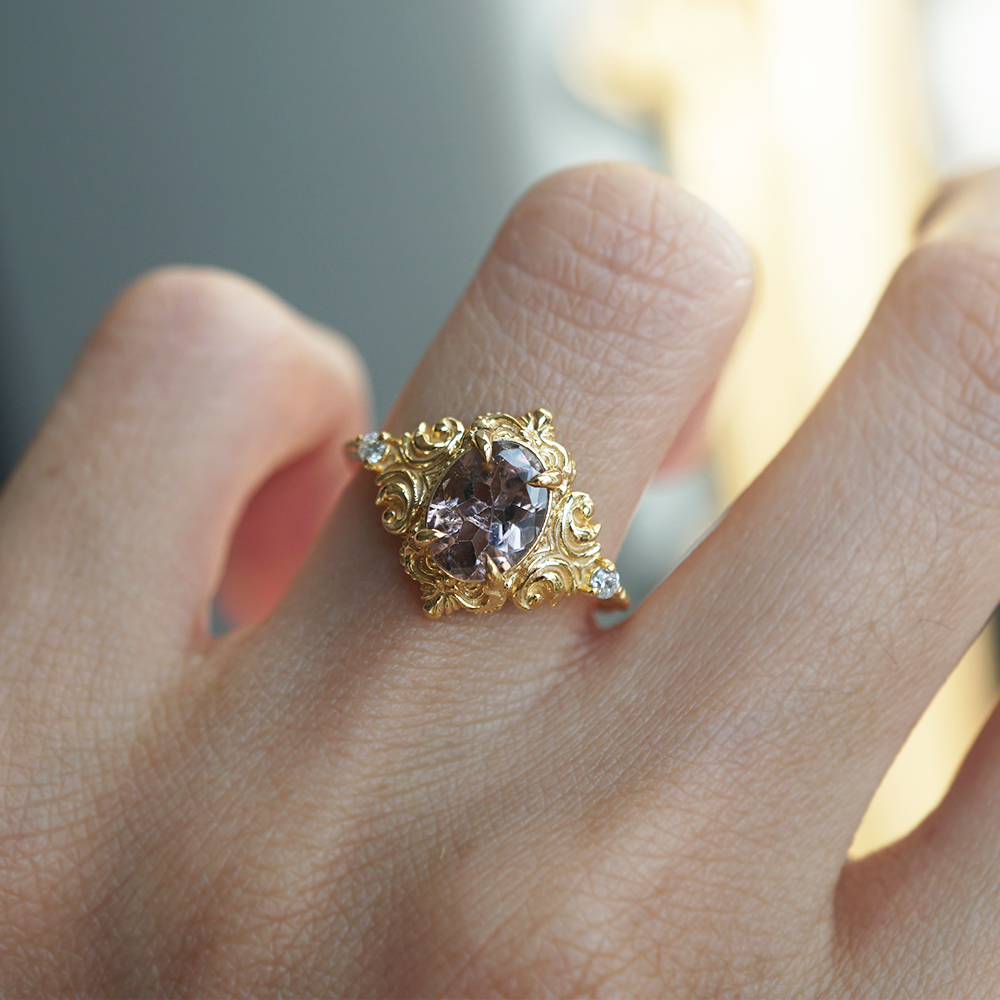 Morganite Ambrosia Ring in 14K and 18K Gold