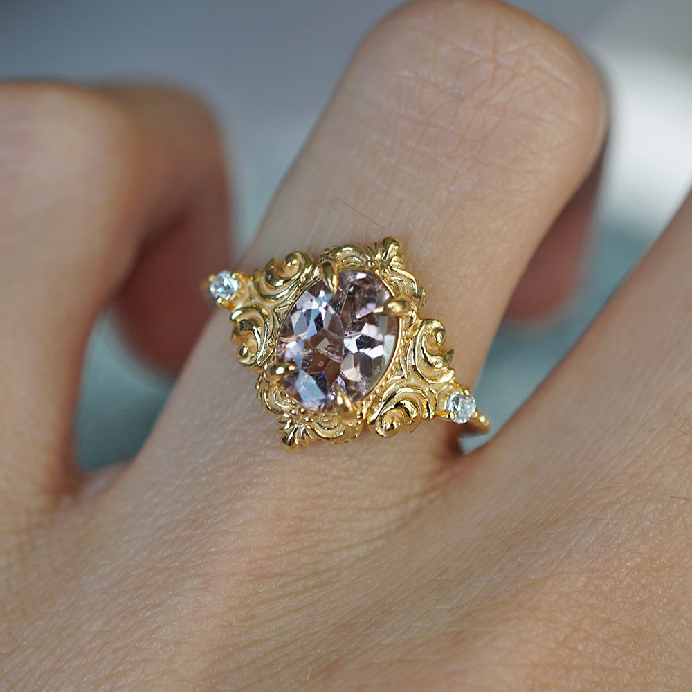 Morganite Ambrosia Ring in 14K and 18K Gold