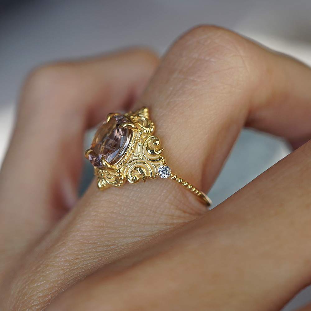 Morganite Ambrosia Ring in 14K and 18K Gold