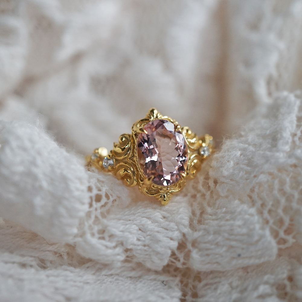 Whispering Bloom Morganite Ring in 14K and 18K Gold