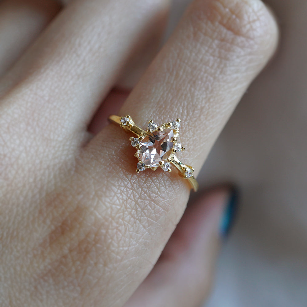 14K Morganite Crush Ring