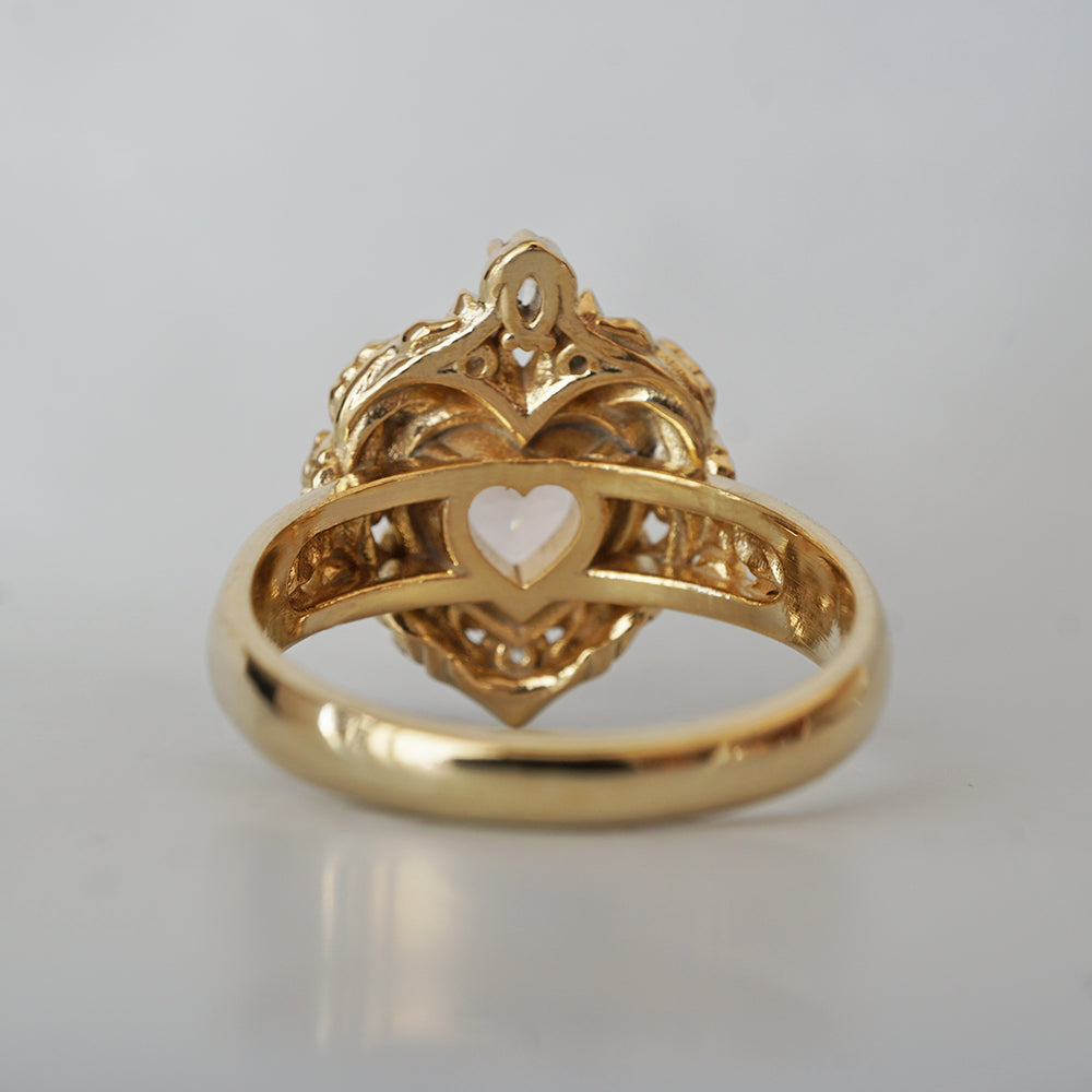 Morganite Heart Rosy Diamond Ring in 14K and 18K Gold