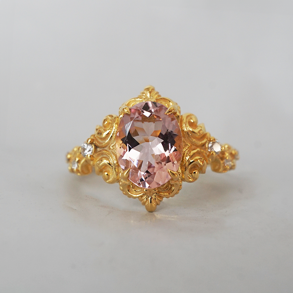 Whispering Bloom Morganite Ring in 14K and 18K Gold