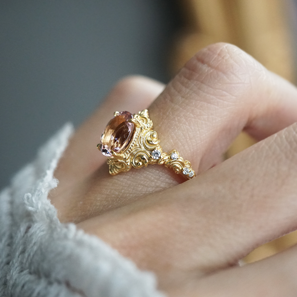 Whispering Bloom Morganite Ring in 14K and 18K Gold