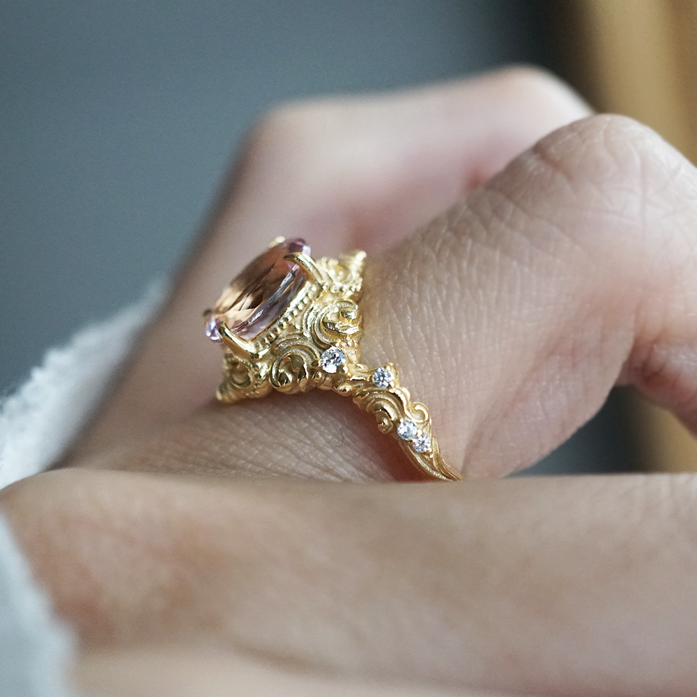 Whispering Bloom Morganite Ring in 14K and 18K Gold