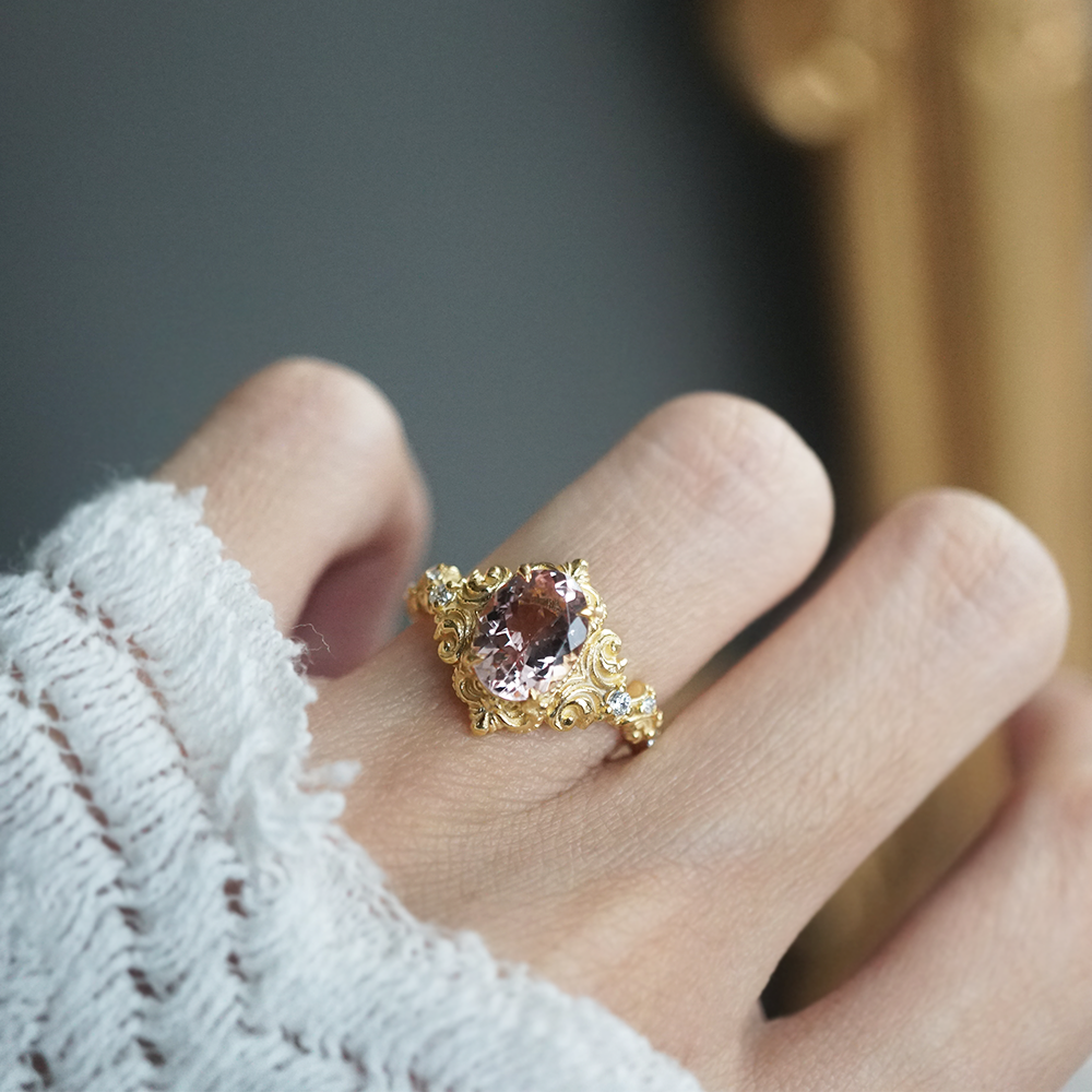 Whispering Bloom Morganite Ring in 14K and 18K Gold