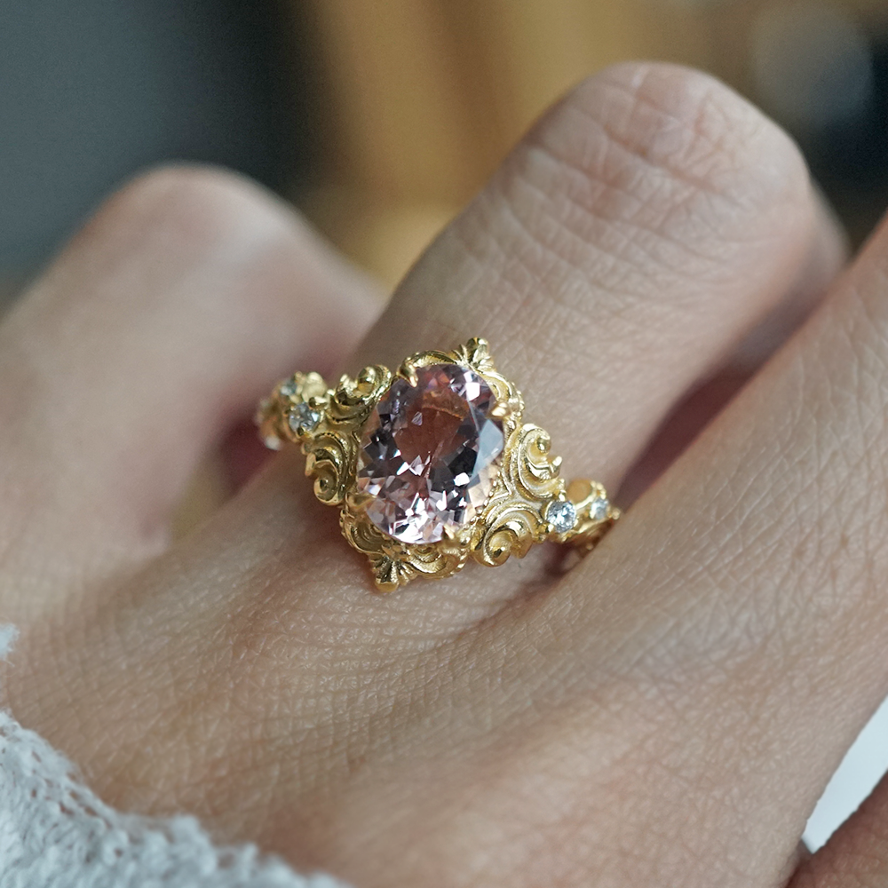 Whispering Bloom Morganite Ring in 14K and 18K Gold