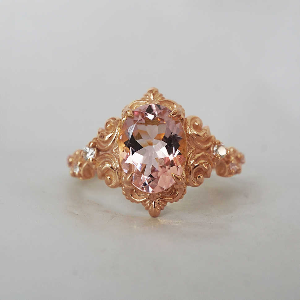 Whispering Bloom Morganite Ring in 14K and 18K Gold