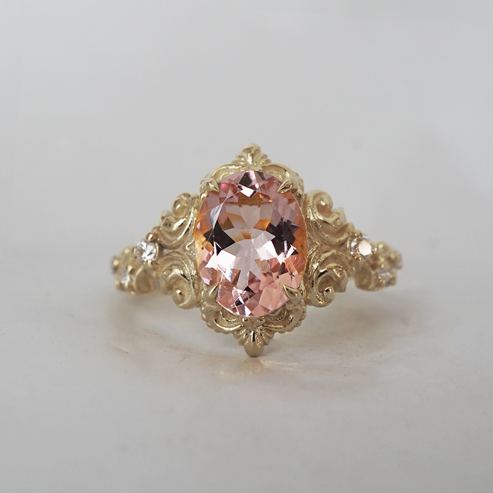 Whispering Bloom Morganite Ring in 14K and 18K Gold