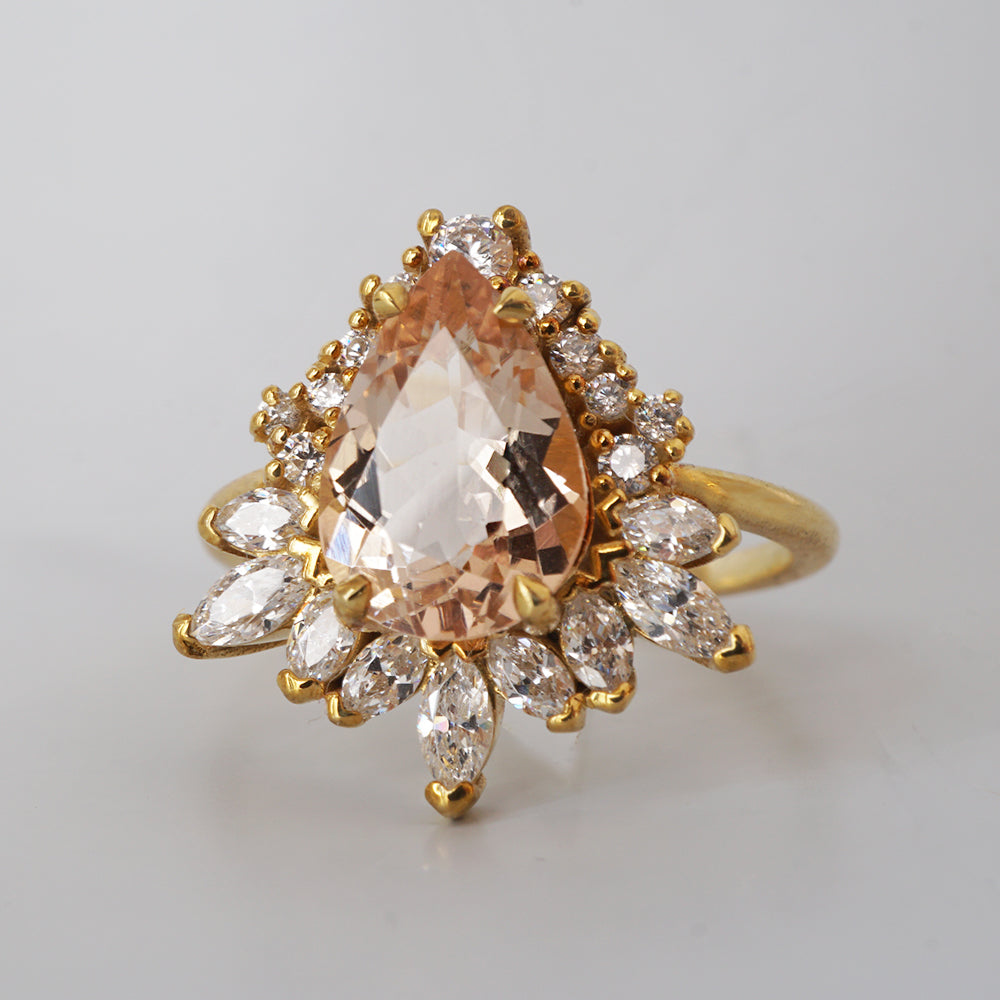 Morganite Opulence Diamond Ring in 14K and 18K Gold