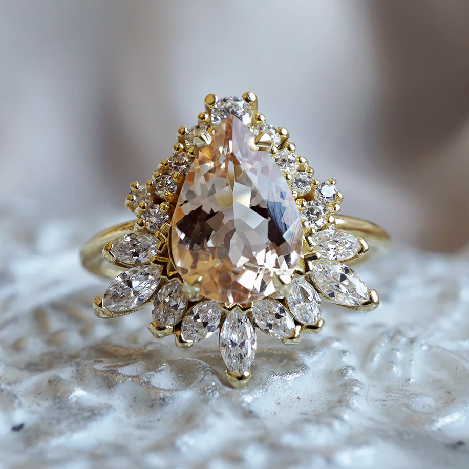 Morganite Opulence Diamond Ring in 14K and 18K Gold