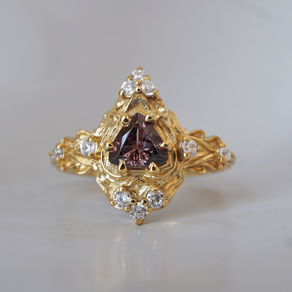 Limited Edition: Color Change Garnet Nature Ring in 14K and 18K Gold ...