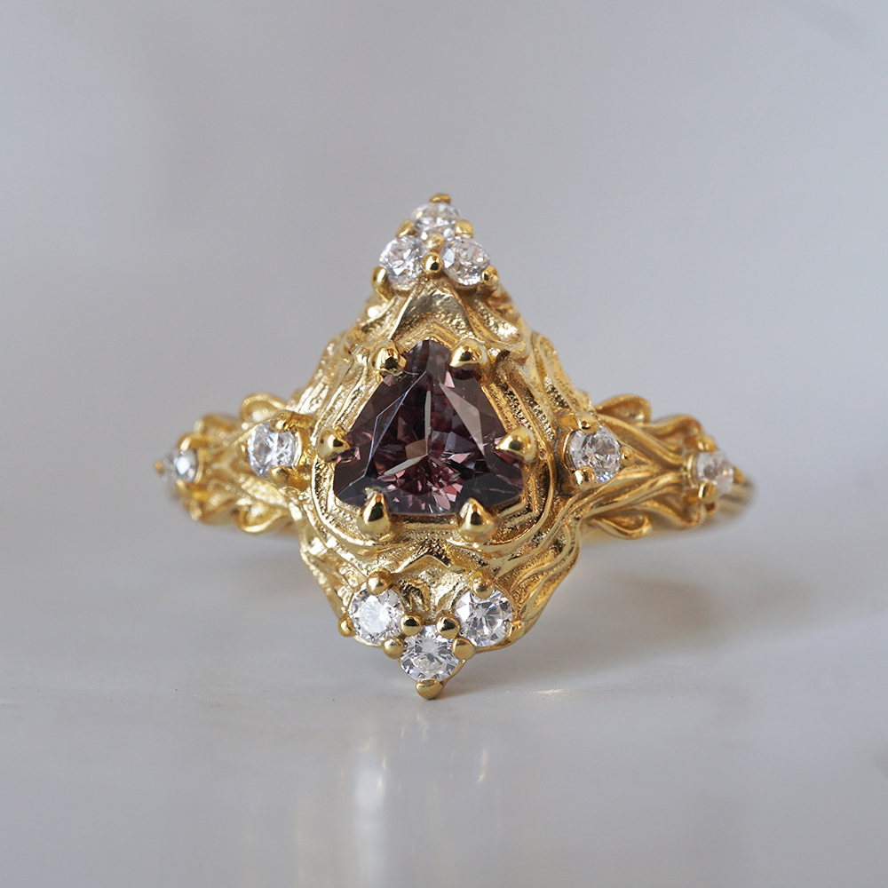 Limited Edition: Color Change Garnet Nature Ring in 14K and 18K Gold