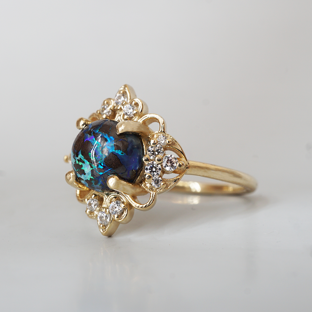 Limited Edition: Nocturne Black Opal Ring in 14K and 18K Gold