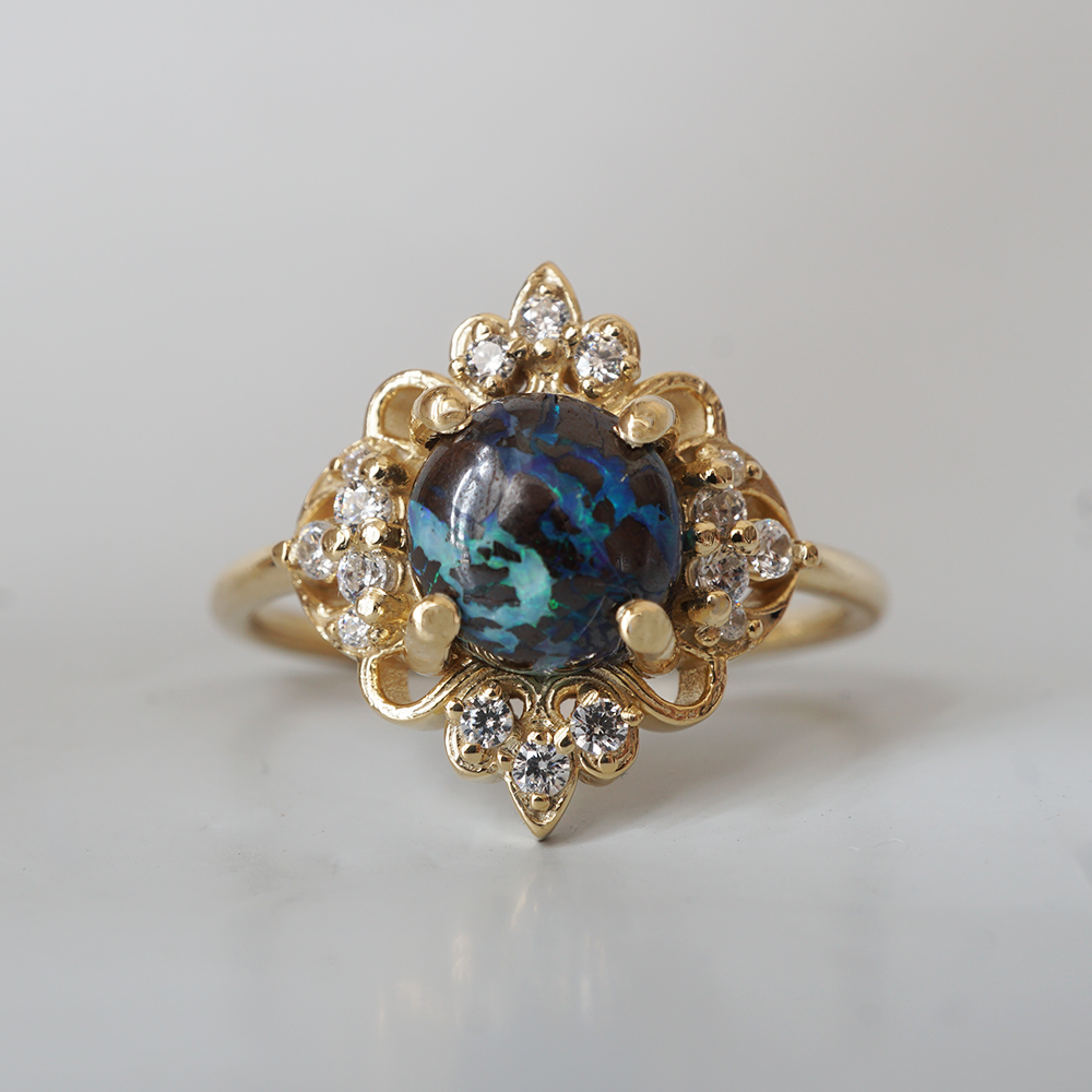 Limited Edition: Nocturne Black Opal Ring in 14K and 18K Gold