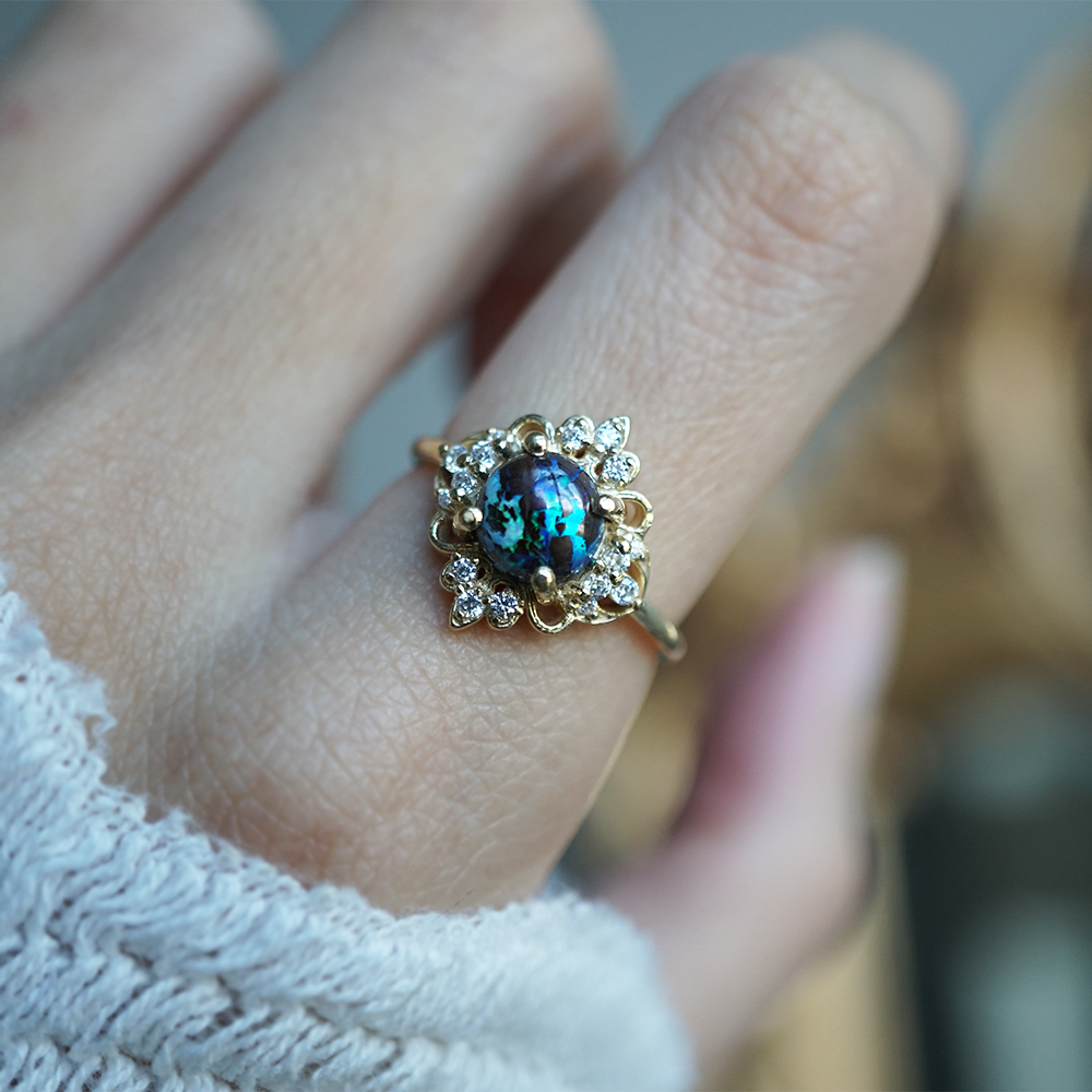 Limited Edition: Nocturne Black Opal Ring in 14K and 18K Gold