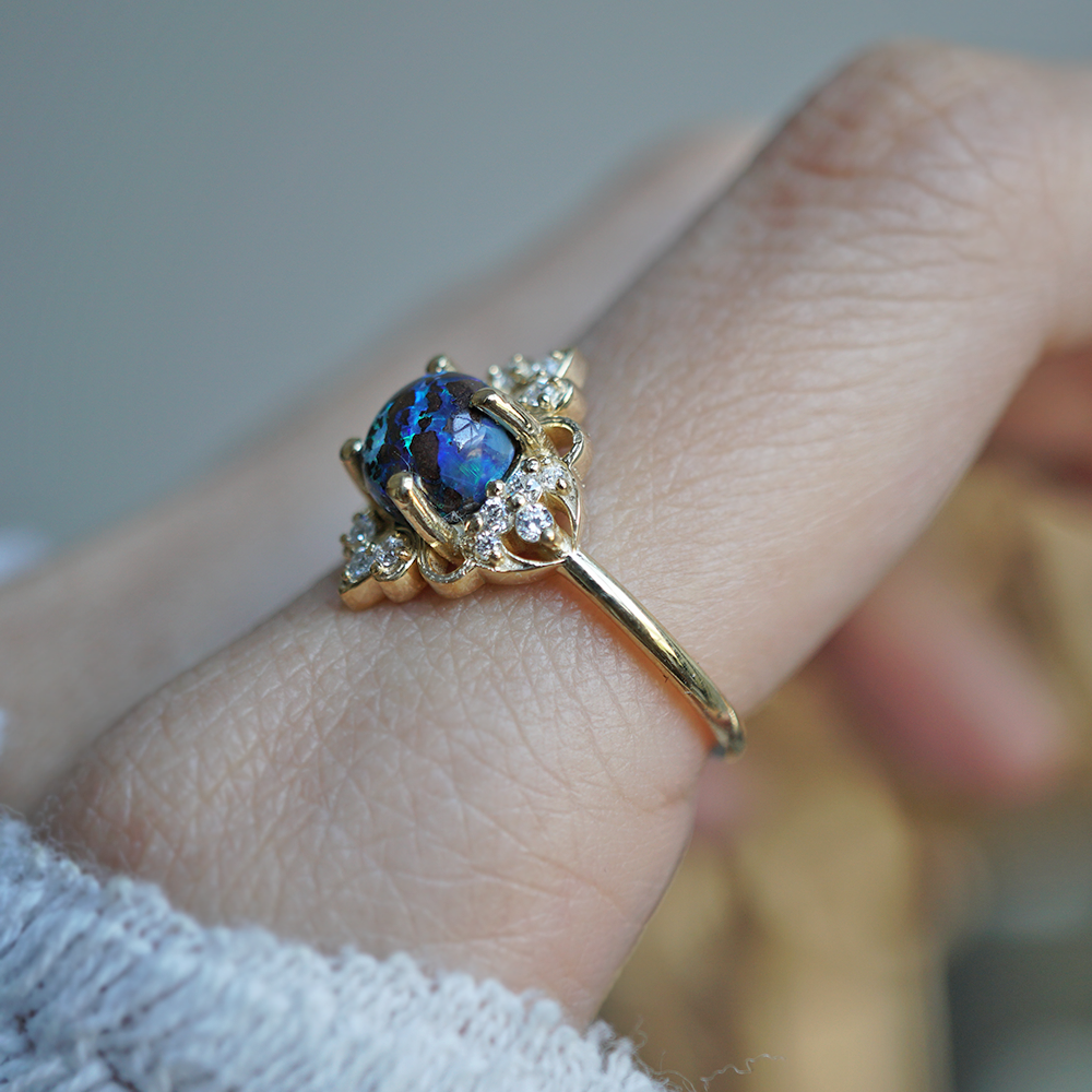 Limited Edition: Nocturne Black Opal Ring in 14K and 18K Gold