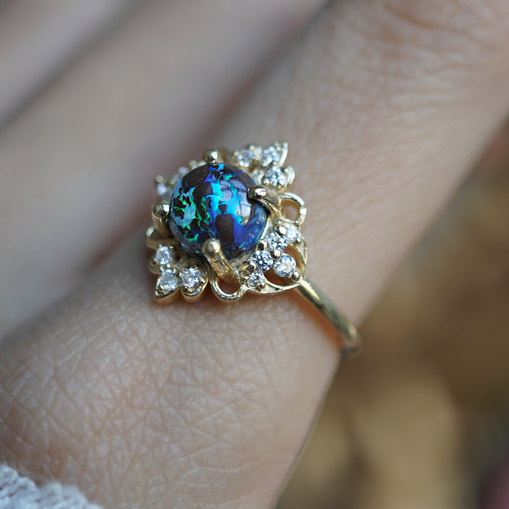 Limited Edition: Nocturne Black Opal Ring in 14K and 18K Gold