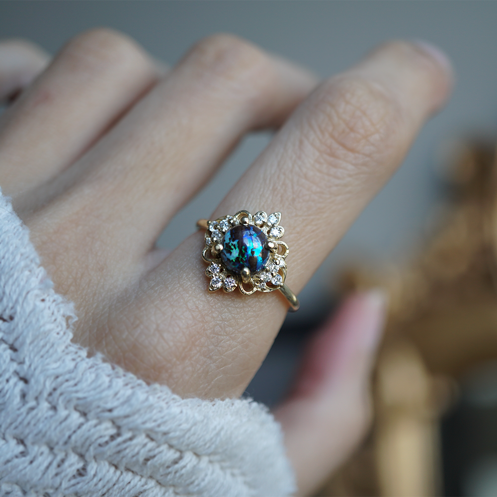 Limited Edition: Nocturne Black Opal Ring in 14K and 18K Gold