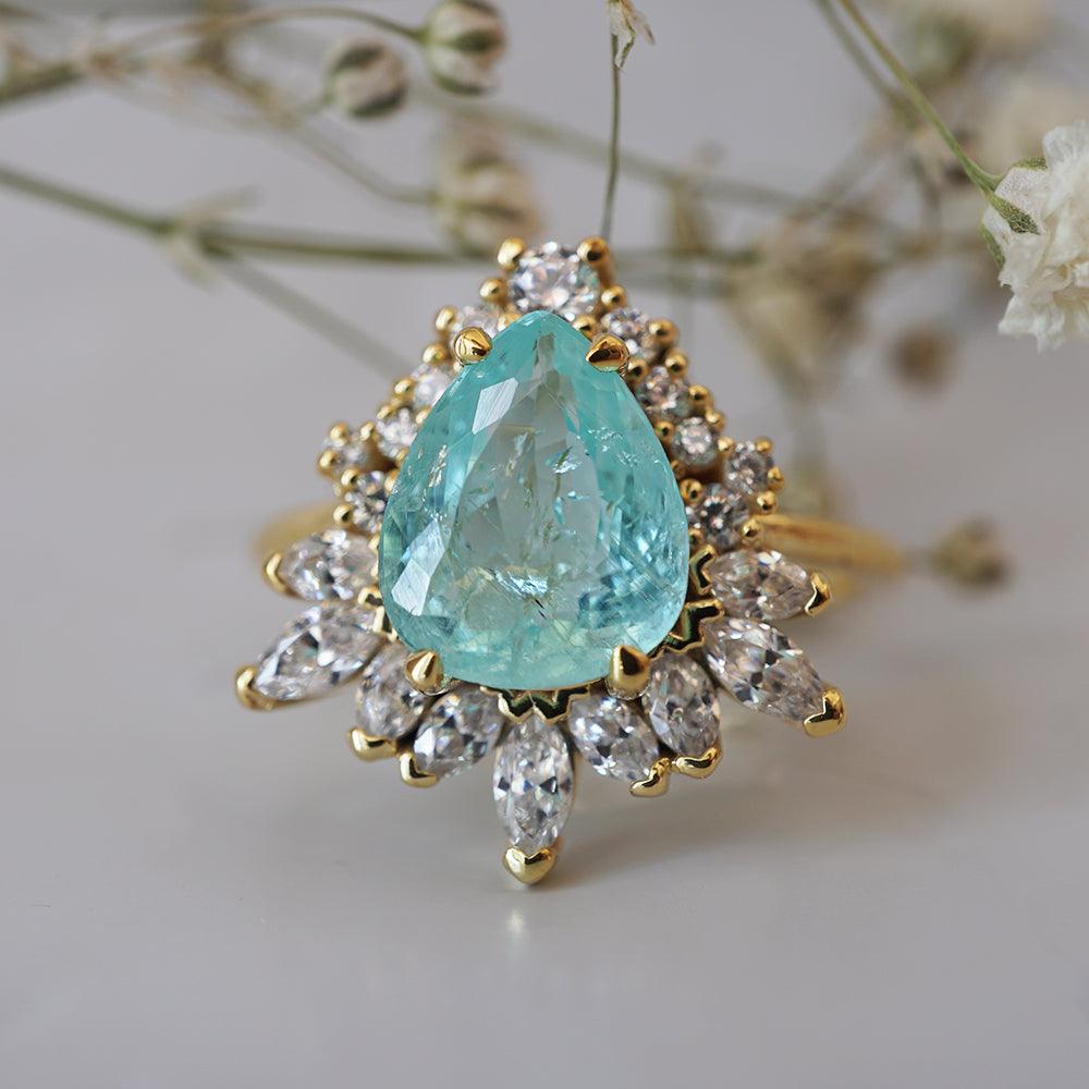 One Of A Kind: Paraiba Tourmaline Opulence Diamond Ring in 14K and 18K Gold - Tippy Taste Jewelry