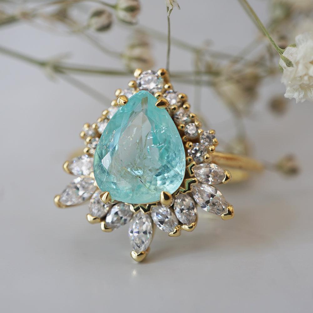 One Of A Kind: Paraiba Tourmaline Opulence Diamond Ring in 14K and 18K Gold - Tippy Taste Jewelry