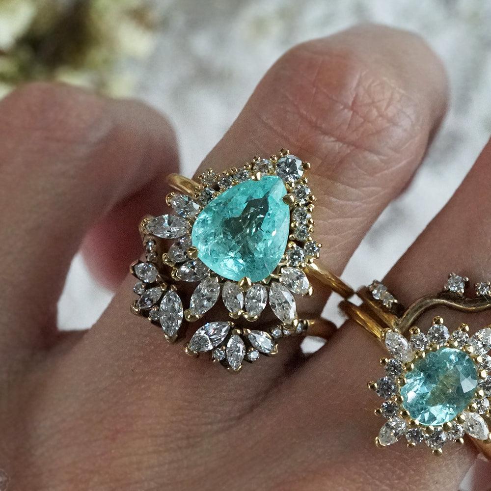 One Of A Kind: Paraiba Tourmaline Opulence Diamond Ring in 14K and 18K Gold - Tippy Taste Jewelry