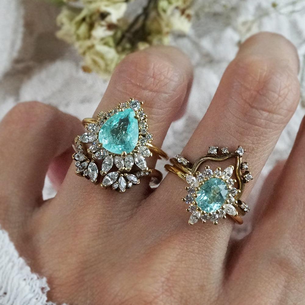 One Of A Kind: Paraiba Tourmaline Opulence Diamond Ring in 14K and 18K Gold - Tippy Taste Jewelry