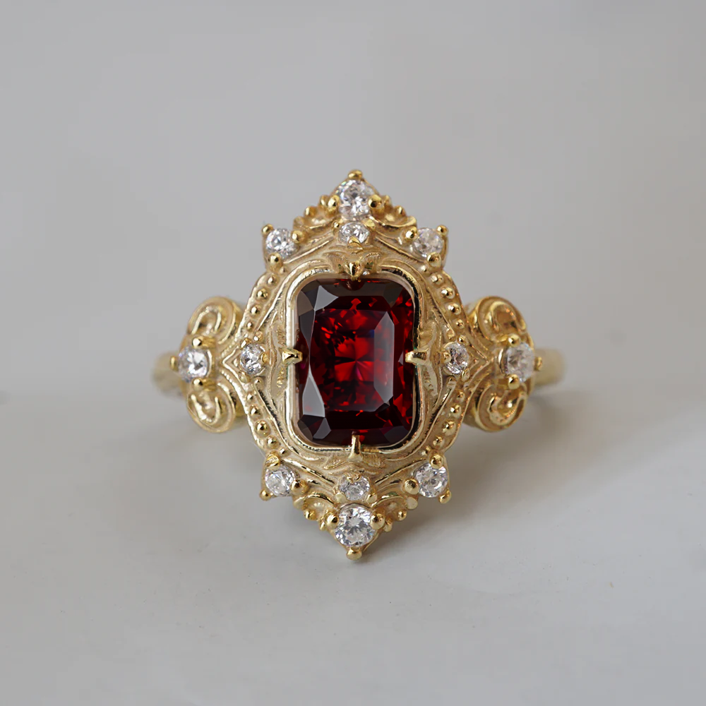 Garnet Palais Diamond Ring in 14K and 18K Gold