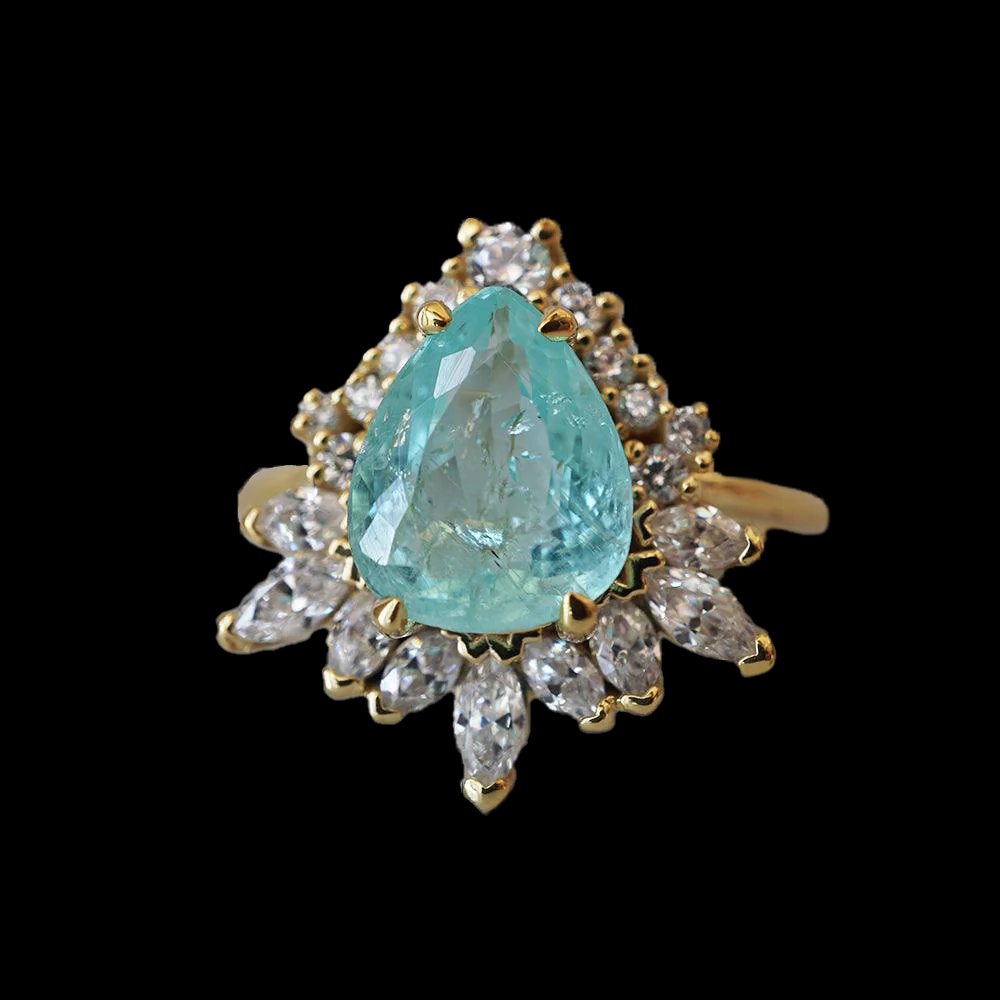 One Of A Kind: Paraiba Tourmaline Opulence Diamond Ring in 14K and 18K Gold