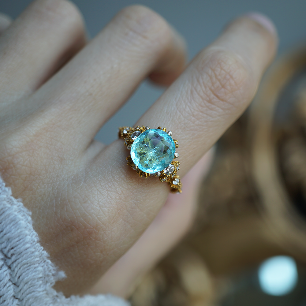 One Of A Kind: Paraiba Tourmaline Westminster Diamond Ring in 14K and 18K Gold