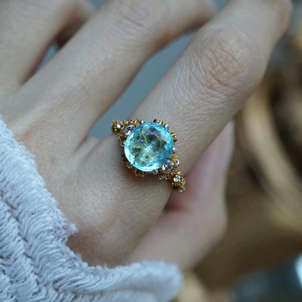 One Of A Kind: Paraiba Tourmaline Westminster Diamond Ring in 14K and 18K Gold