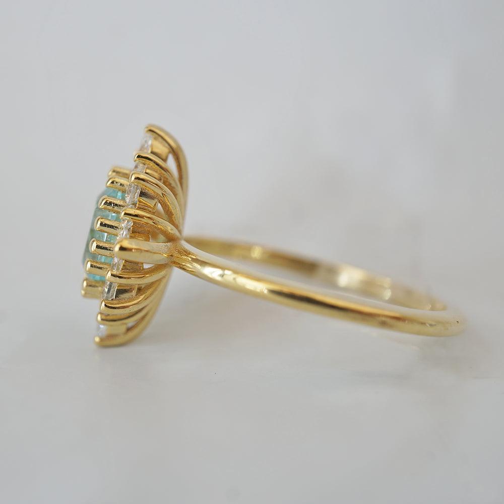 One Of A Kind: Oval Paraiba Tourmaline Mirage Diamond Ring in 14K and 18K Gold - Tippy Taste Jewelry