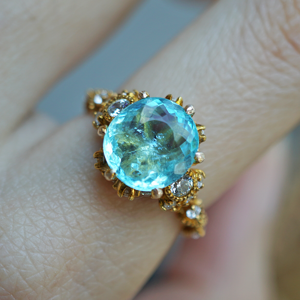 One Of A Kind: Paraiba Tourmaline Westminster Diamond Ring in 14K and 18K Gold