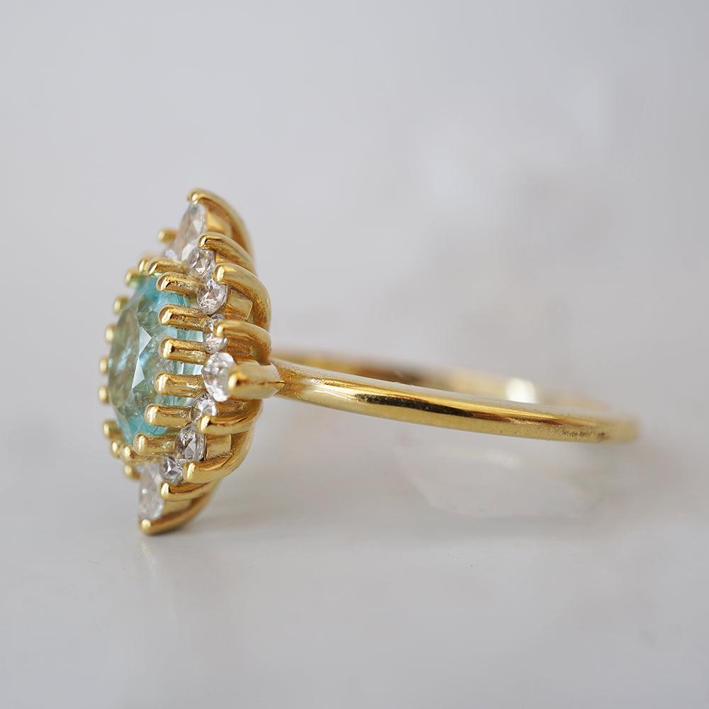 One Of A Kind: Oval Paraiba Tourmaline Mirage Diamond Ring in 14K and 18K Gold - Tippy Taste Jewelry