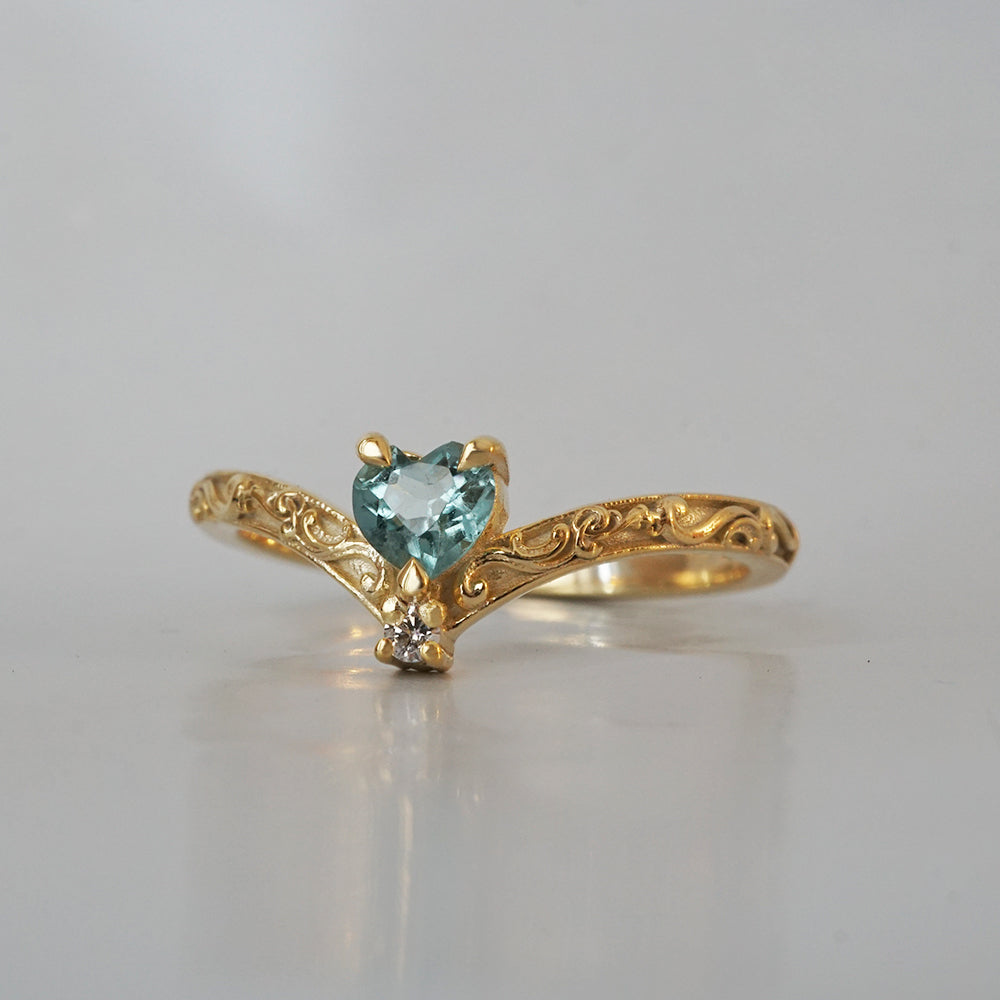 Limited Edition: Paraiba Tourmaline Heart Ring in 14K and 18K Gold