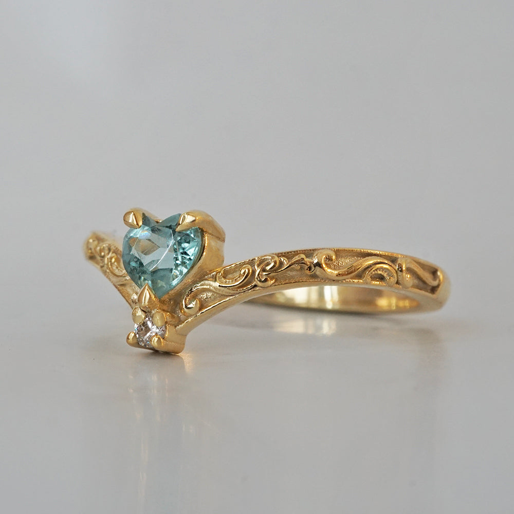 Limited Edition: Paraiba Tourmaline Heart Ring in 14K and 18K Gold