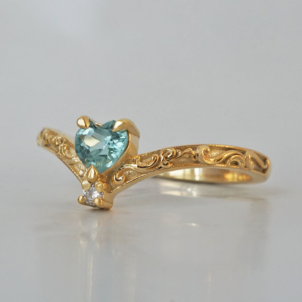 Limited Edition: Paraiba Tourmaline Heart Ring in 14K and 18K Gold