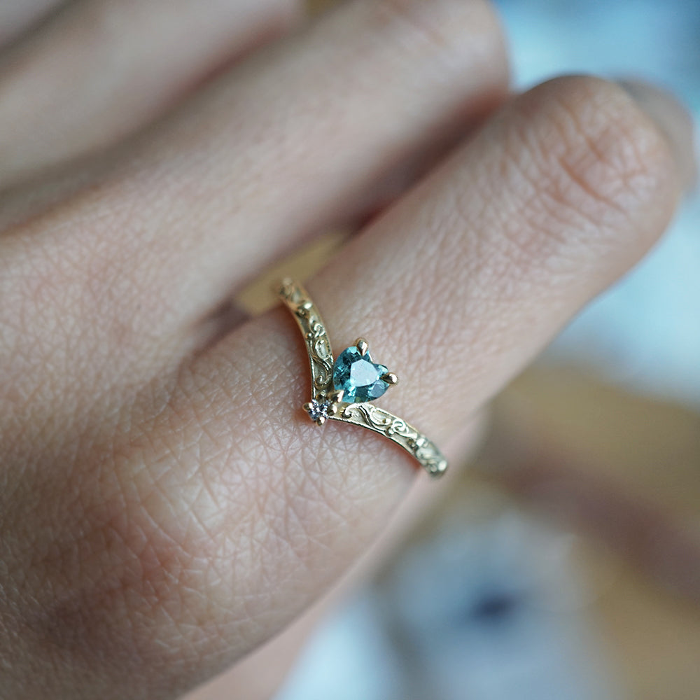 Limited Edition: Paraiba Tourmaline Heart Ring in 14K and 18K Gold