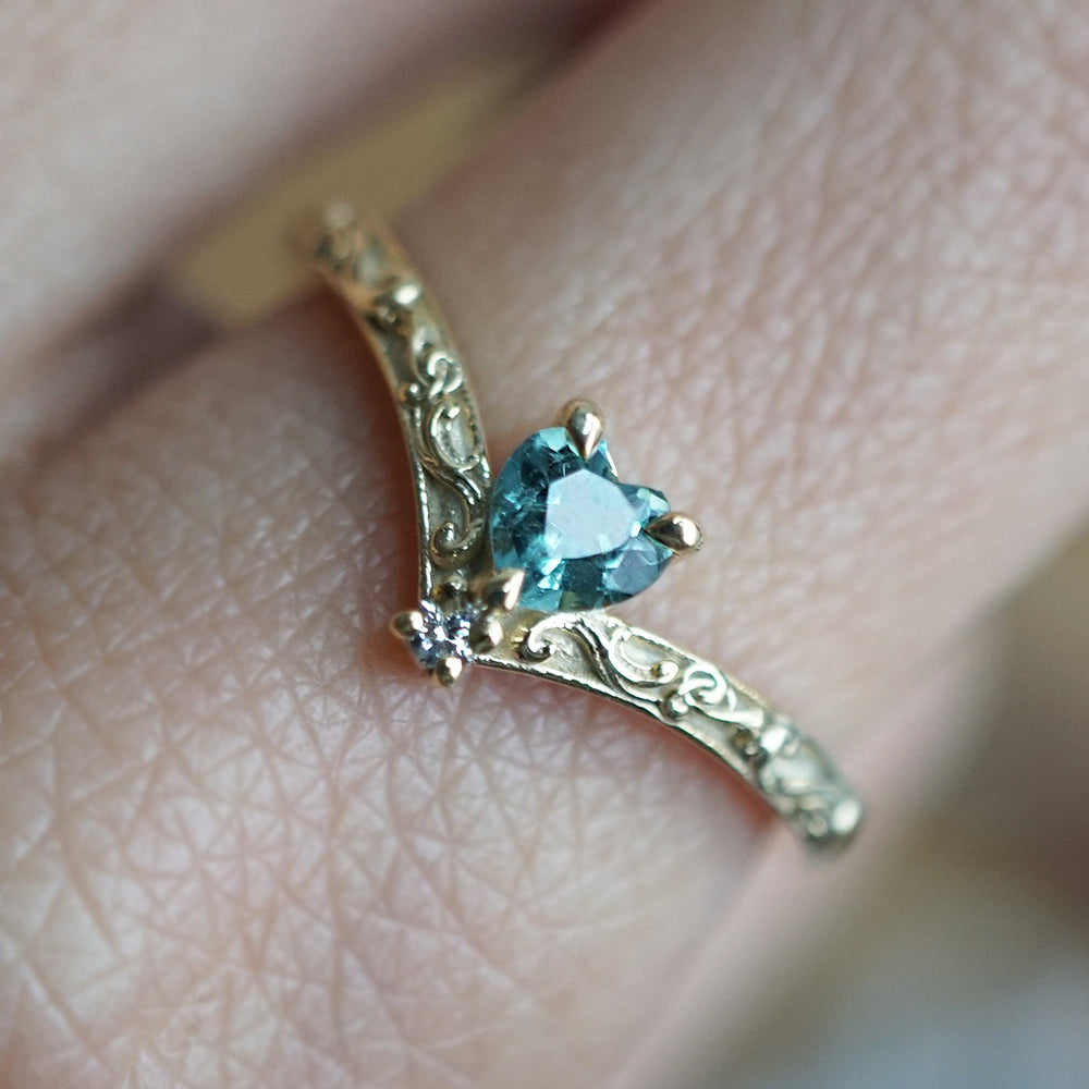 Limited Edition: Paraiba Tourmaline Heart Ring in 14K and 18K Gold