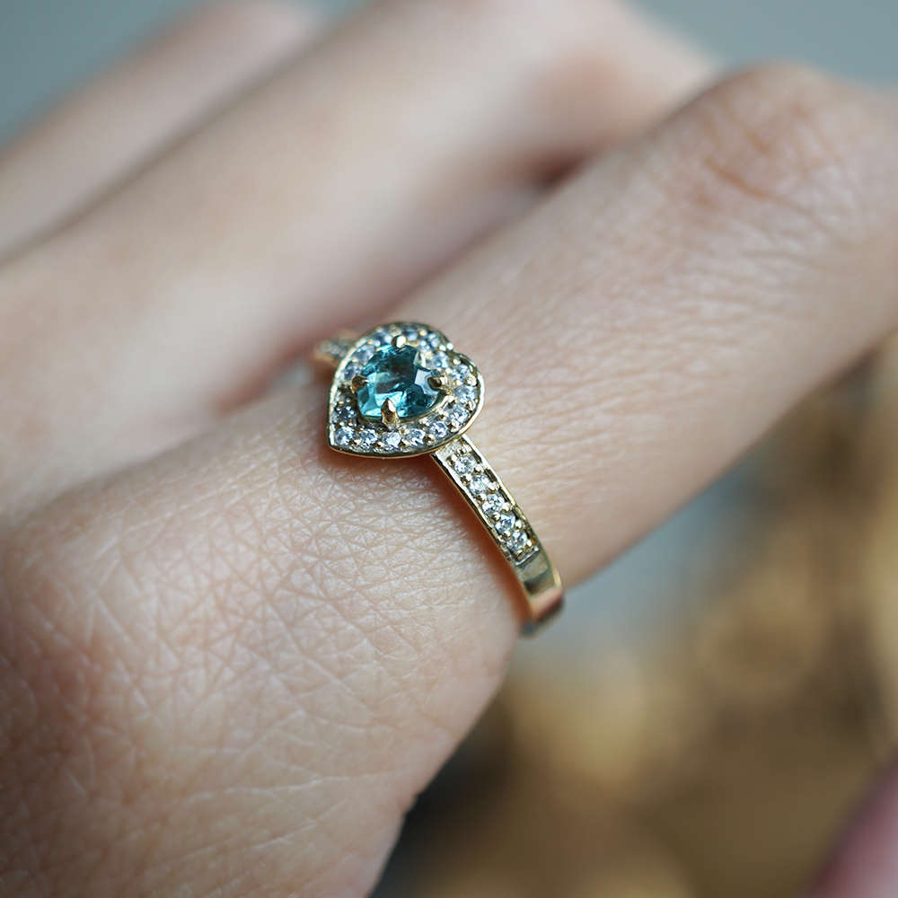 Limited Edition: Paraiba Tourmaline Classic Heart Ring in 14K and 18K Gold