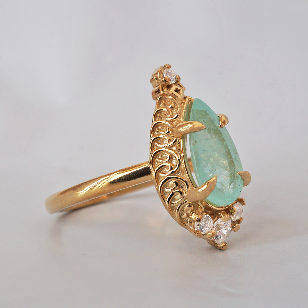 One Of A Kind: Paraiba Tourmaline Mosque Diamond Ring in 14K and 18K Gold