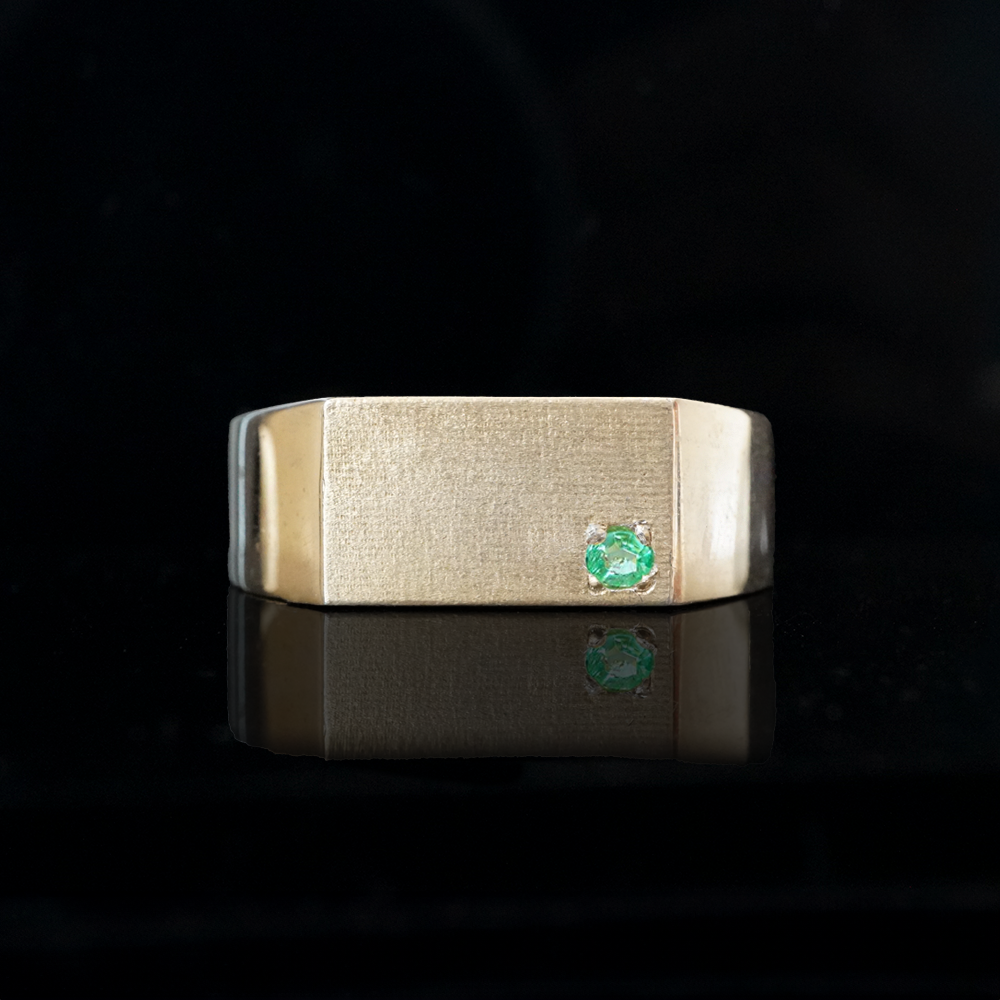 Paraiba Tourmaline Signet Ring in Sterling Silver and 14K Gold, 8mm